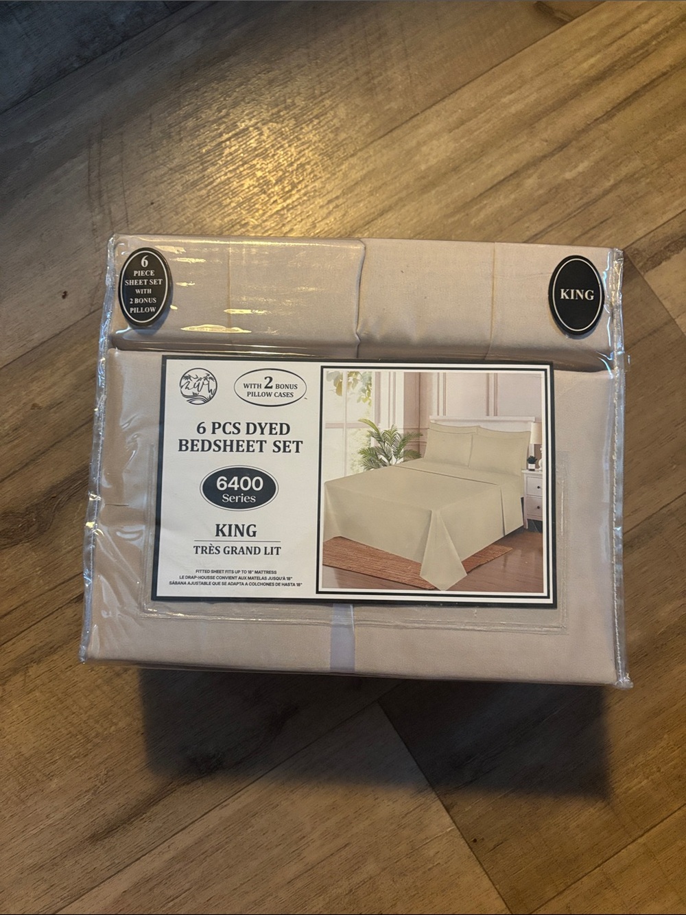 King 6-Piece Dyed Bed Sheet Set - Beige